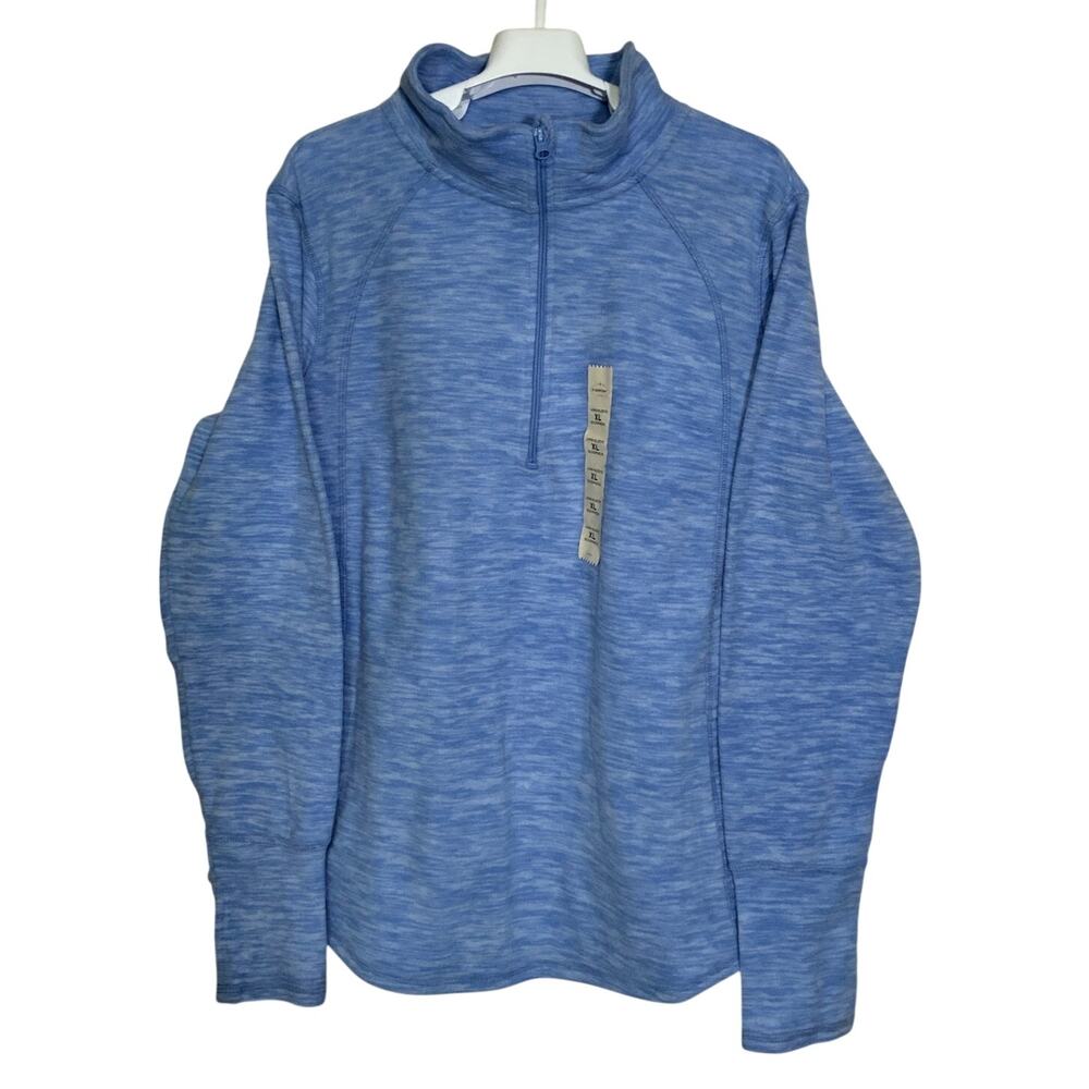 St. Johns Bay Long Sleeve Active 1/4 Zip Pullover Sweater Blue Stretch SIze XL